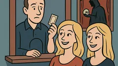 Vic: Dve blondinki kupujeta vstopnici v gledališču